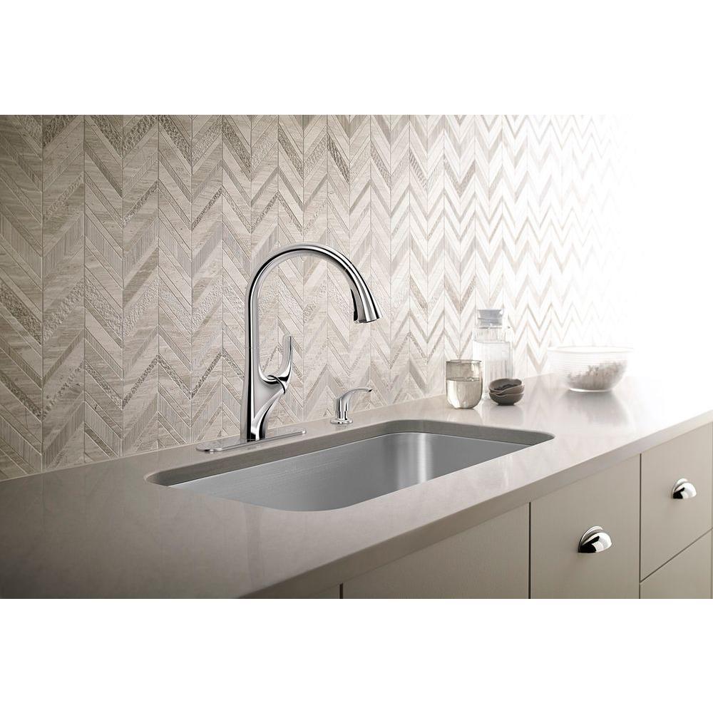 Trielle Single-Handle Pull-Down Sprayer Kitchen Faucet in Chrome - Super Arbor