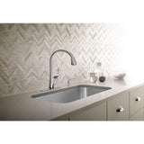 Trielle Single-Handle Pull-Down Sprayer Kitchen Faucet in Chrome - Super Arbor