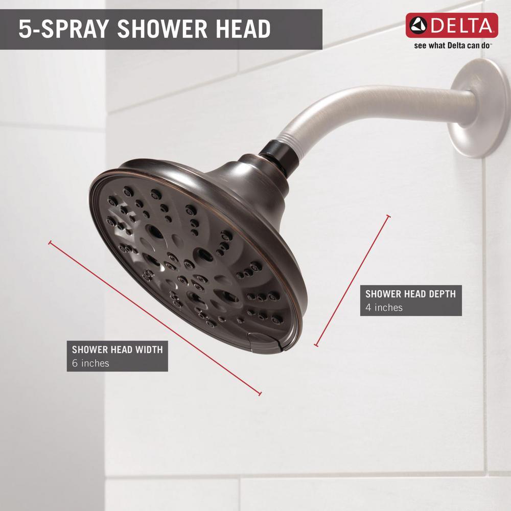 Pivotal 5-Spray 6 in. Single Wall Mount Fixed Rain H2Okinetic Shower Head in Venetian Bronze - Super Arbor