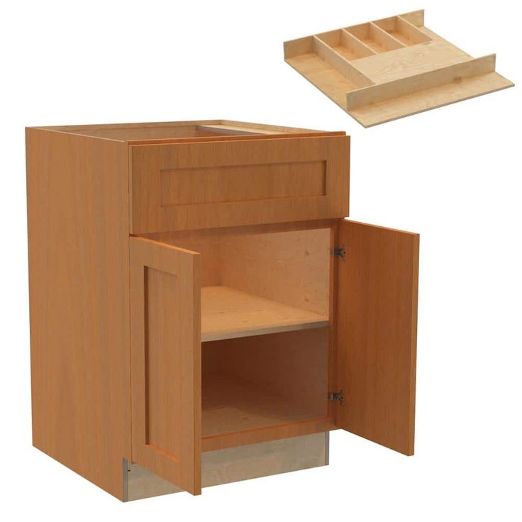 Home Decorators Collection Newport 24 in. W x 24 in. D x 34.5 in. H Assembled Plywood Base Kitchen Cabinet in Cinnamon with Cutlery Soft Close