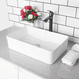Vessel Vanity Sink Art Basin 21 in. x 13.5 in. Bathroom Rectangle Above in White Porcelain Ceramic - Super Arbor