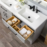 Style Selections Potter 60-in Gray Double Sink Bathroom Vanity with White Cultured Marble Top