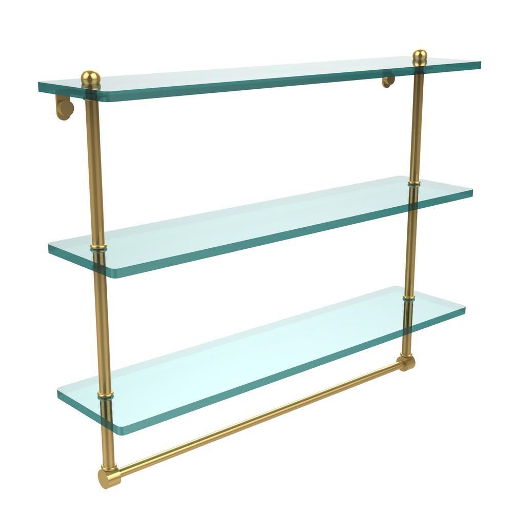 22 in. L  x 18 in. H  x 5 in. W 3-Tier Clear Glass Bathroom Shelf with Towel Bar in Oil Rubbed Bronze - Super Arbor