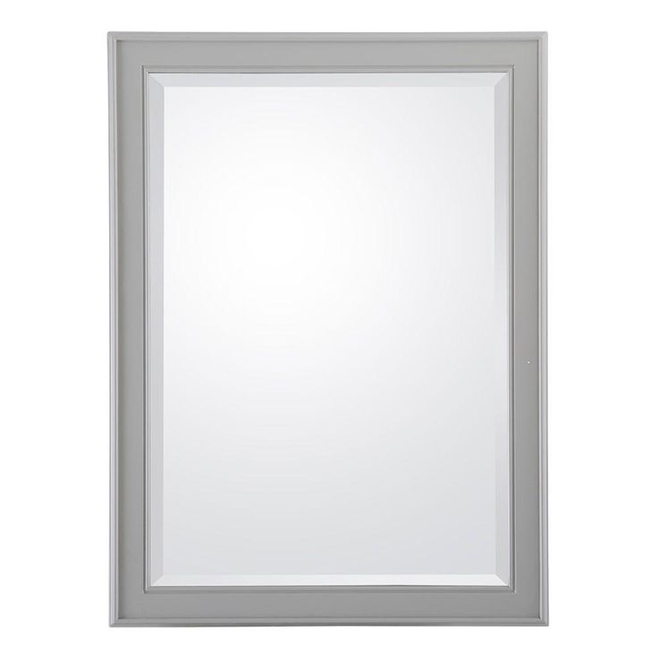 24 in. W x 32 in. H Framed Rectangular Beveled Edge Bathroom Vanity Mirror in Grey