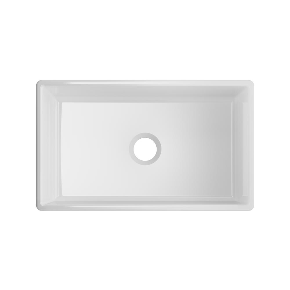 Farmhouse Apron Front Fireclay 30 in. Single Bowl Kitchen Sink in White - Super Arbor