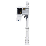 Lewiston Bronze Post Mount Locking Insert Mailbox with decorative Ornate Base and Pineapple Finial - Super Arbor