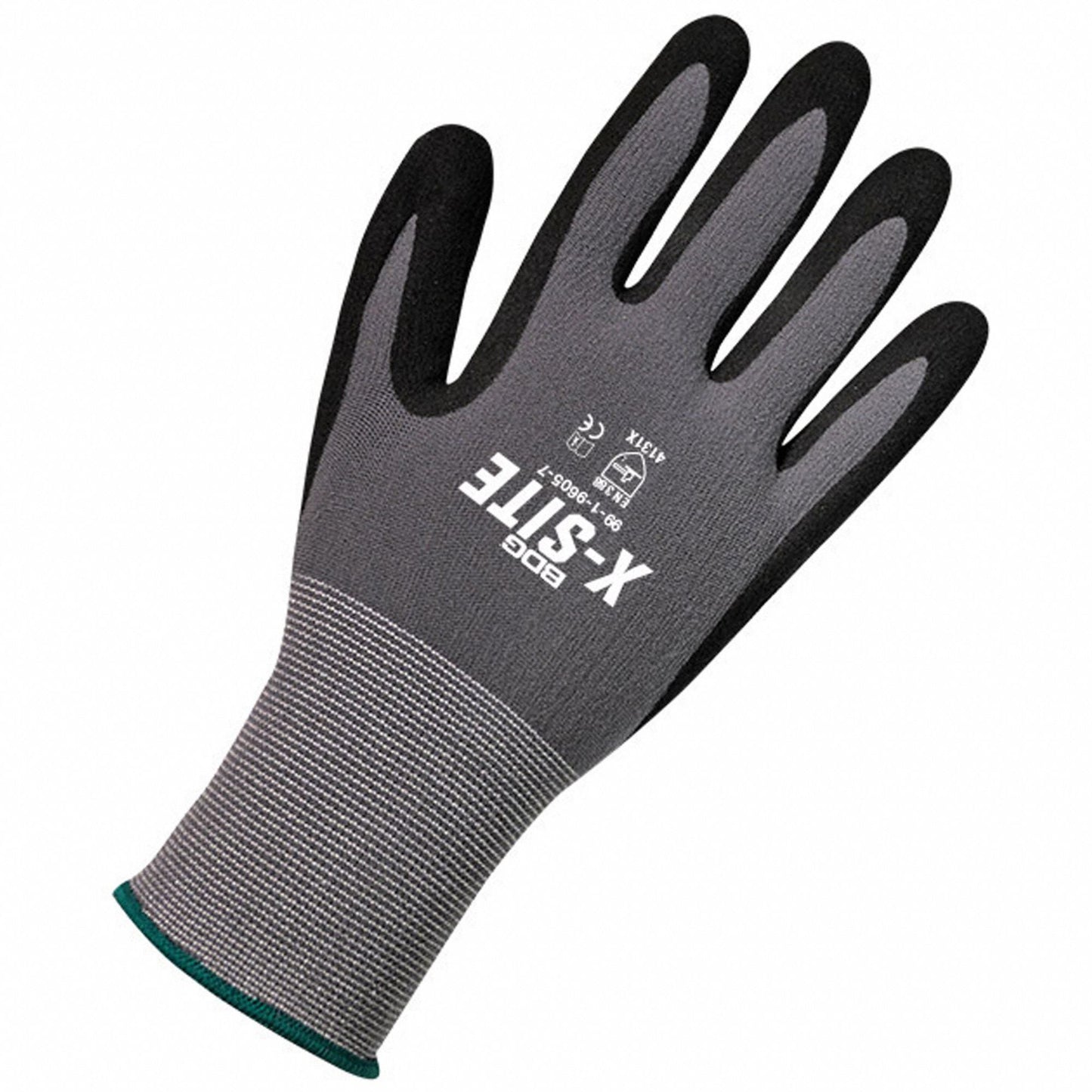 BDG X-Site Gray Sandy Foam Nitrile Coated Gloves (L, ANSI Abrasion Level 4)