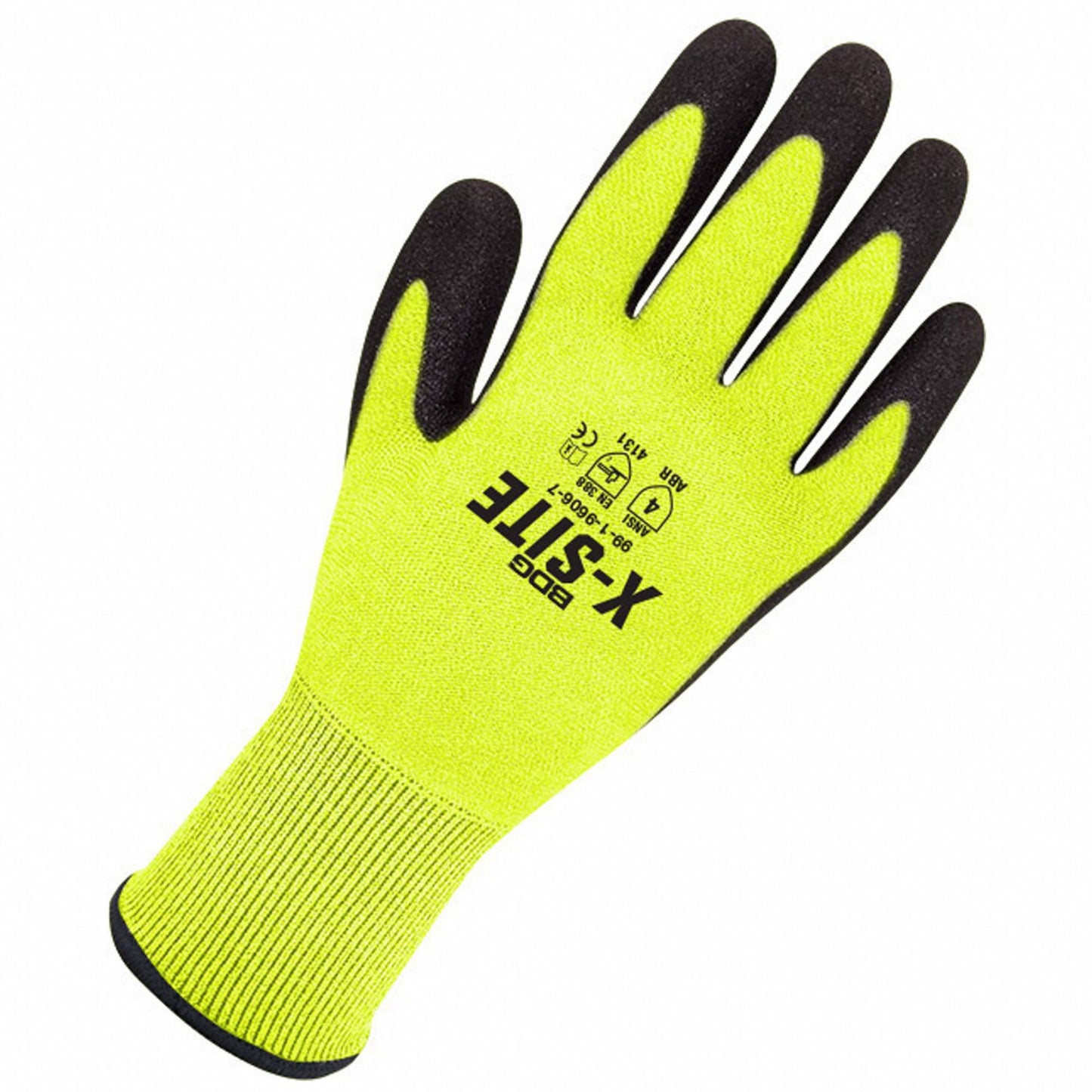 BDG X-Site Foam Nitrile Coated Safety Gloves, Medium, Yellow/Black