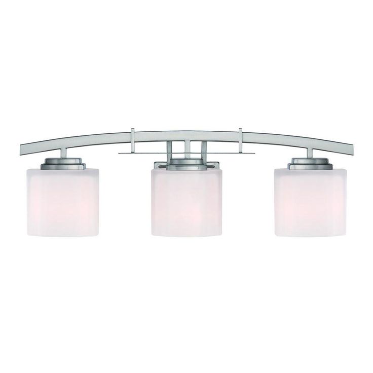 Architecture 4-Light Brushed Nickel Vanity Light with Etched White Glass Shades