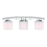 Architecture 4-Light Brushed Nickel Vanity Light with Etched White Glass Shades