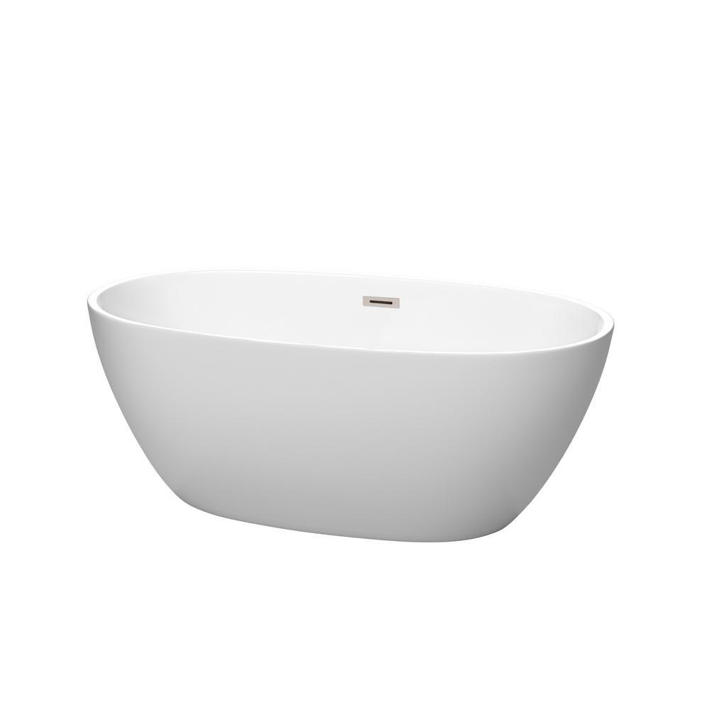 Juno 71 in. Acrylic Flatbottom Bathtub in Matte White with Matte Black Trim - Super Arbor
