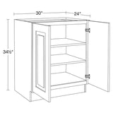 Home Decorators Collection Grayson 30 in. W x 24 in. D x 34.5 in. H Assembled Plywood Full Height Door Base Kitchen Cabinet in Pearl Gray