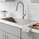 Single-Handle Pull-Down Sprayer Kitchen Faucet with LED Light in Stainless Steel - Super Arbor