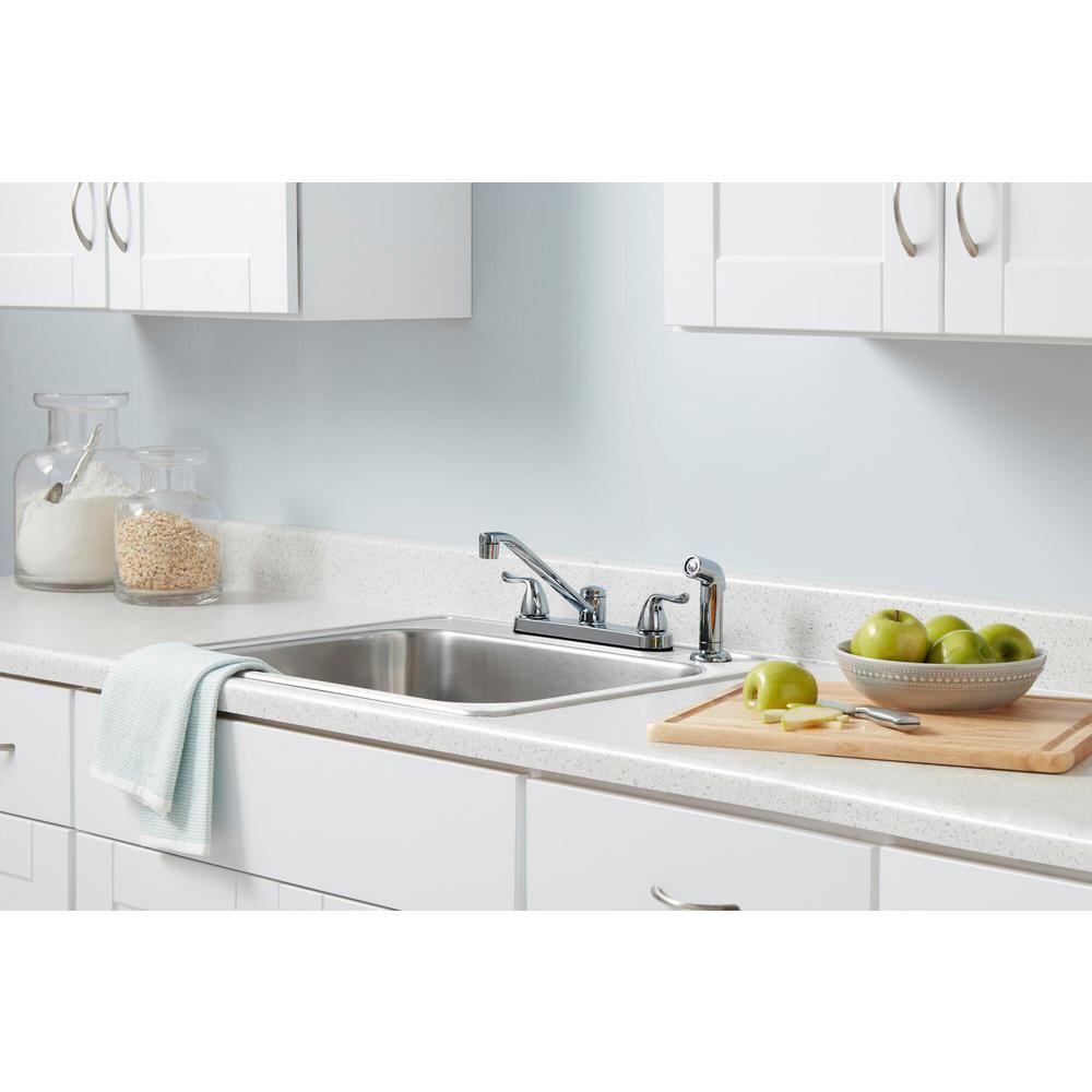 Constructor 2-Handle Standard Kitchen Faucet with Side Sprayer in Chrome - Super Arbor