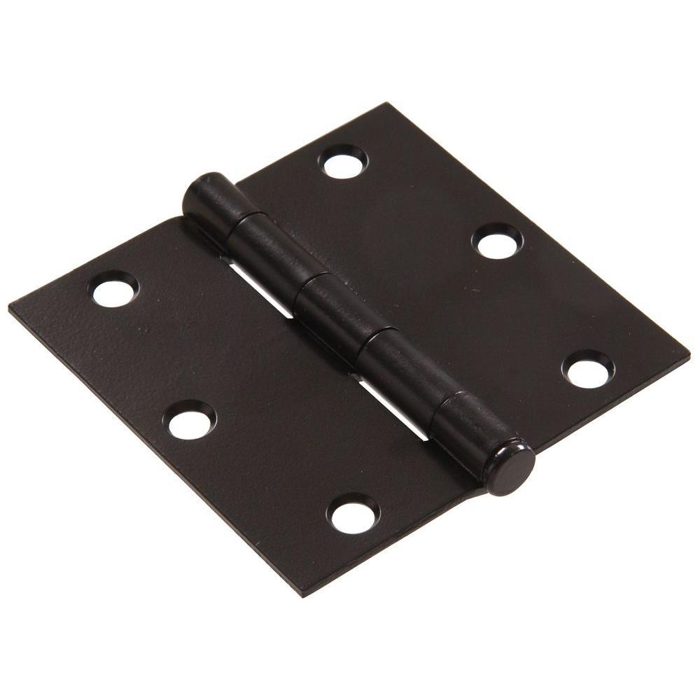 3-1/2 in. Black Residential Door Hinge with Square Corner Removable Pin Full Mortise (9-Pack) - Super Arbor