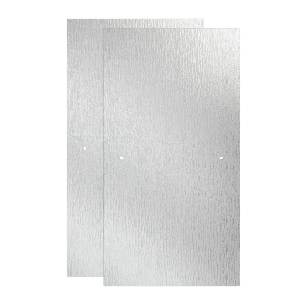 Lyndall 60 in. x 58-1/8 in. Semi-Frameless Traditional Sliding Bathtub Door in Nickel with Rain Glass - Super Arbor