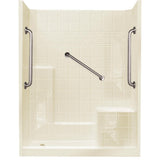 60 in. x 33 in. x 77 in. Standard Plus 24 Low Threshold 3-Piece Shower Kit in White with Right Seat and Left Drain - Super Arbor