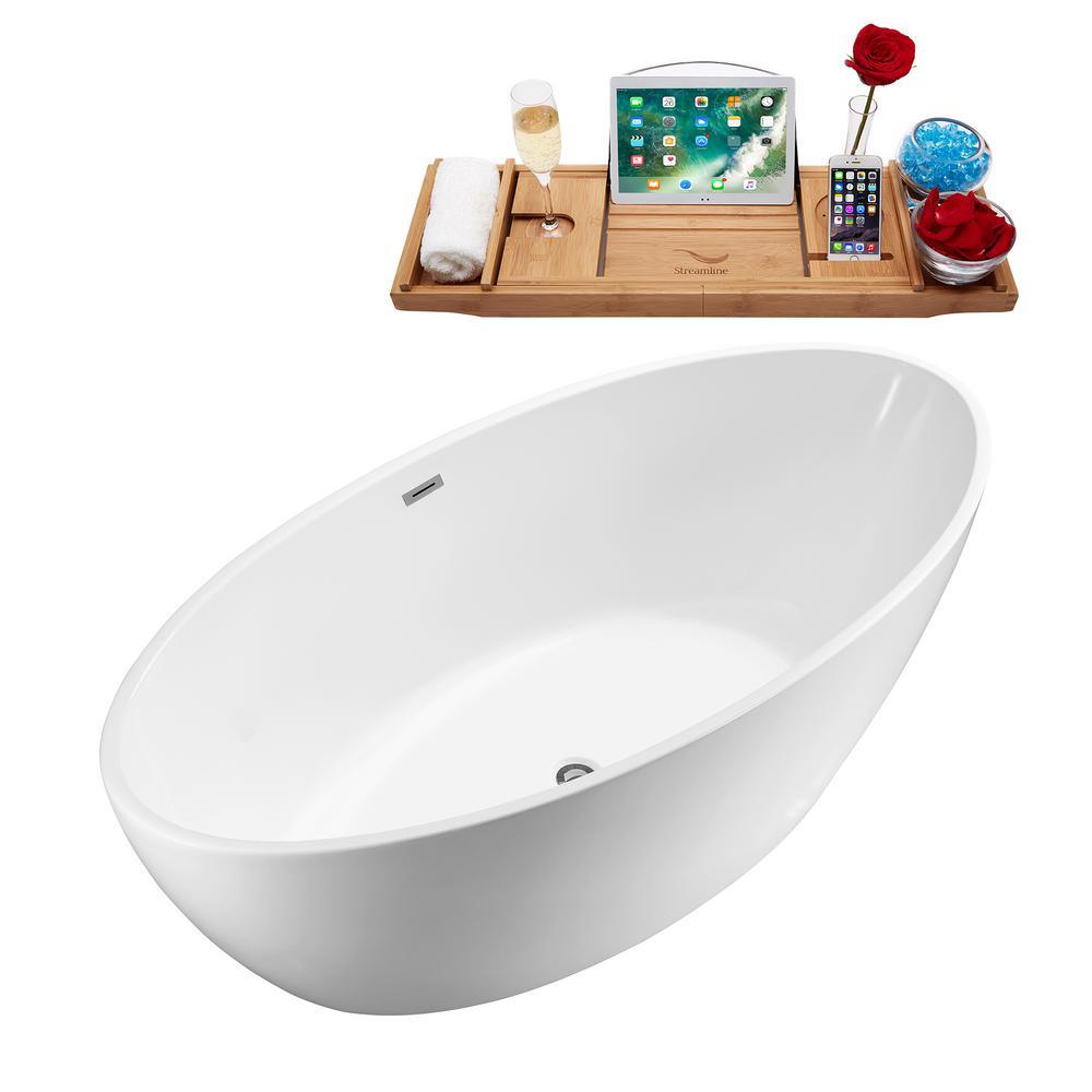 62.6 in. Acrylic Flatbottom Non-Whirlpool Bathtub in Glossy White - Super Arbor
