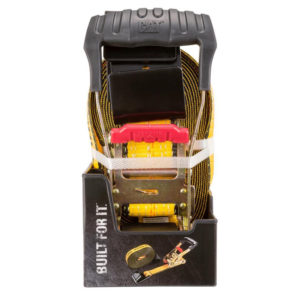 27 ft. x 2 in. 3333 lbs. Heavy-Duty Trailer Tie-Down Strap with Flat Hooks - Super Arbor