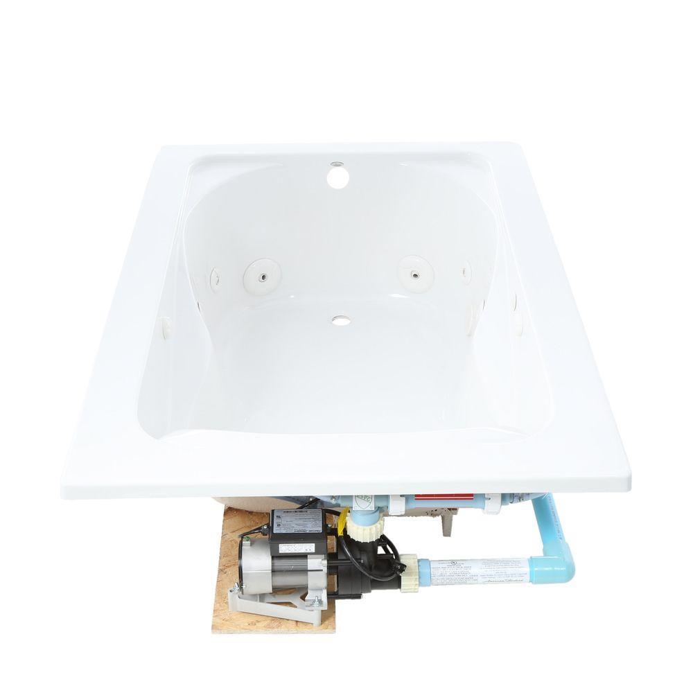 Evolution 60 in. x 36 in. Whirlpool Tub with EverClean Reversible Drain in White - Super Arbor