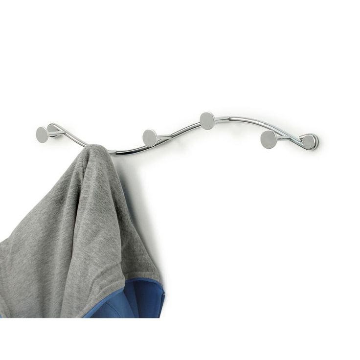 Sweep 5-Hook Single Wall Mount Rack in Chrome