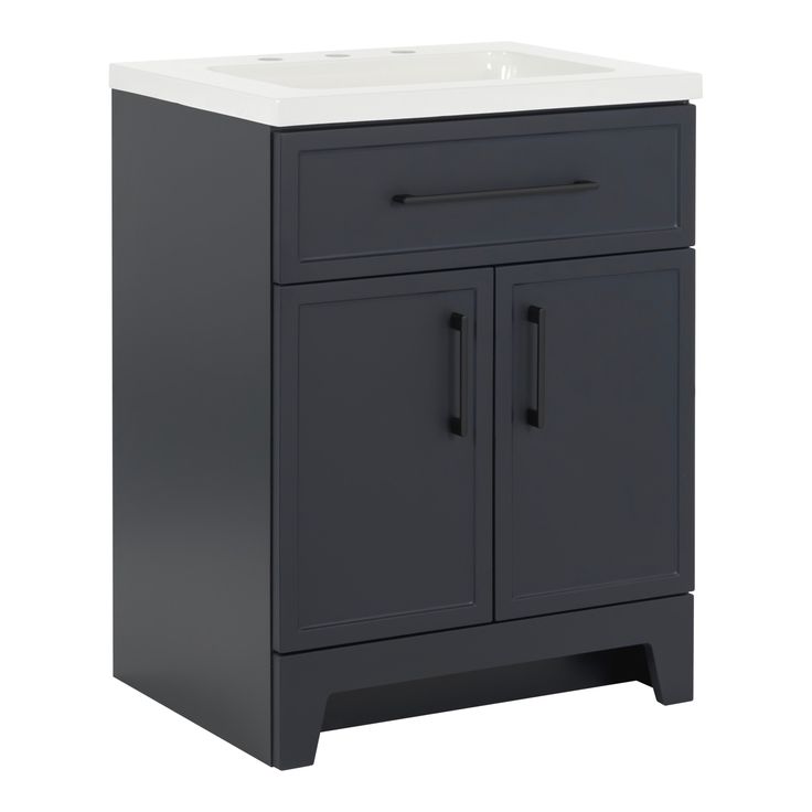 Style Selections Potter 24-in Blue Single Sink Bathroom Vanity with White Cultured Marble Top