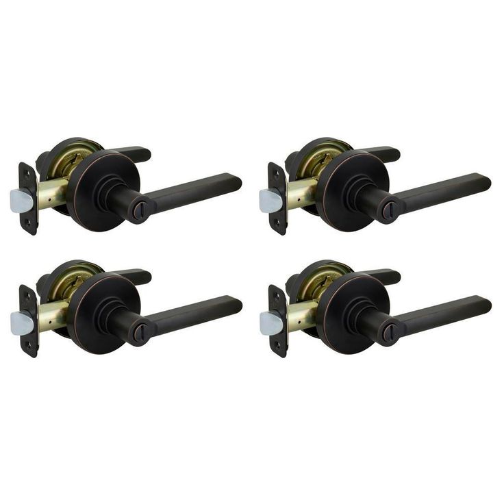 Tonbridge Aged Bronze Bed/Bath Door Lever with Round Rose (4-Pack)