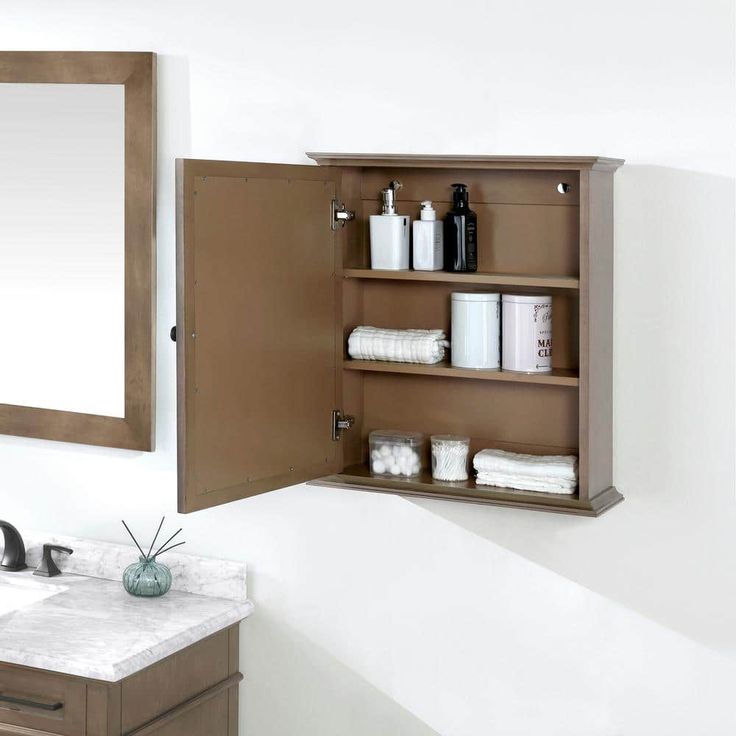 Home Decorators Collection Sonoma 24 in. W x 8 in. D x 27 in. H Rectangular Surface Mount Almond Latte Medicine Cabinet with Mirror