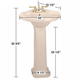 RENOVATORS SUPPLY MANUFACTURING Portsmouth 22 in. Corner Pedestal Bathroom Sink in Biscuit Vessel with Overflow