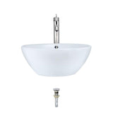 MR Direct Porcelain Vessel Sink in White with 718 Faucet and Pop-Up Drain in Chrome