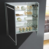 Spazio 36 in. W x 36 in. H Recessed or Surface Mount Medicine Cabinet with LED Lighting and Mirror Defogger - Super Arbor