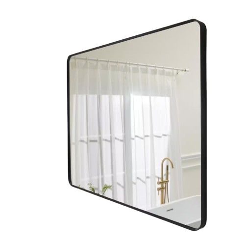 BELLA 48 in. W x 36 in. H Rectangular Aluminum Framed Wall-Mounted Bathroom Vanity Mirror in Matte Black