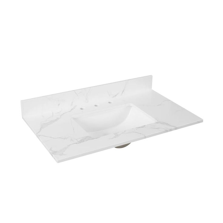 43 in. W x 22 in. D x 0.75 in. H Engineered Marble Vanity Top in Calacatta White with White Basin