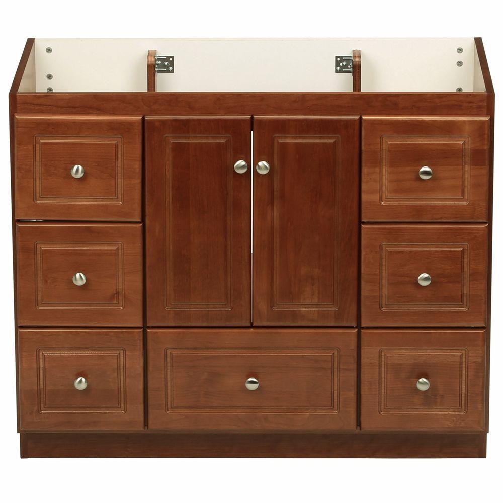 Ultraline 48 in. W x 21 in. D x 34.5 in. H Vanity Cabinet Only in Natural Alder - Super Arbor
