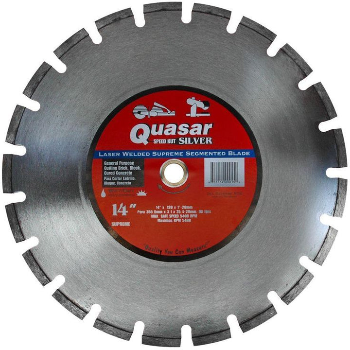Quasar Speed Kut 100 Silver 14 in. Laser-Welded Supreme Segmented Diamond Blade