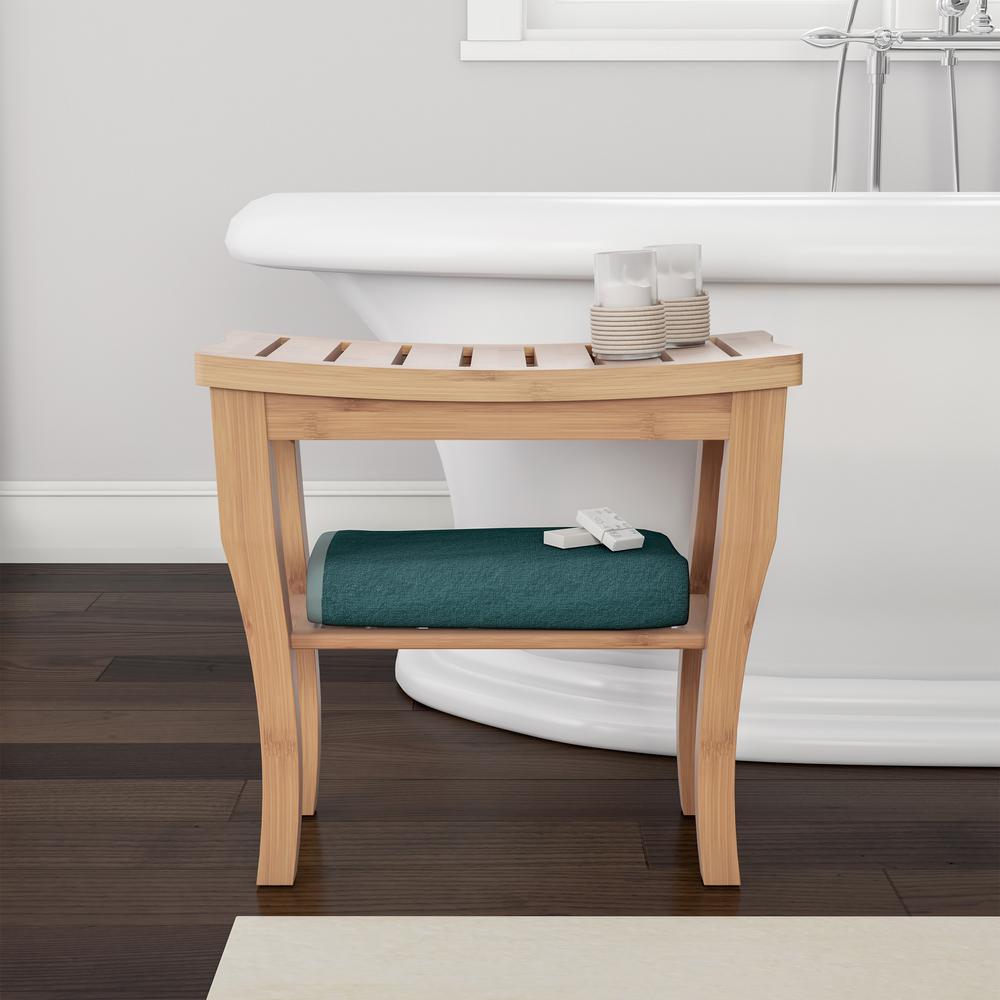 10 in. W x 19 in. L x 17.6 in. H Bamboo Shower Bench with Shelf - Super Arbor