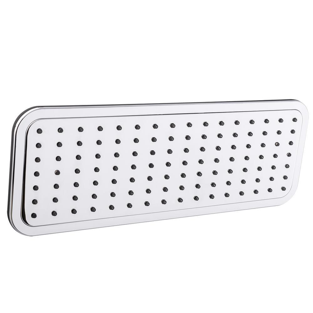 1-Spray 13.75 in. Single Wall Mount Fixed Rain Shower Head in Black Chrome - Super Arbor