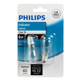 Philips 6-Watt S6 Incandescent Candelabra Base Indicator Light Bulb (2-Pack)