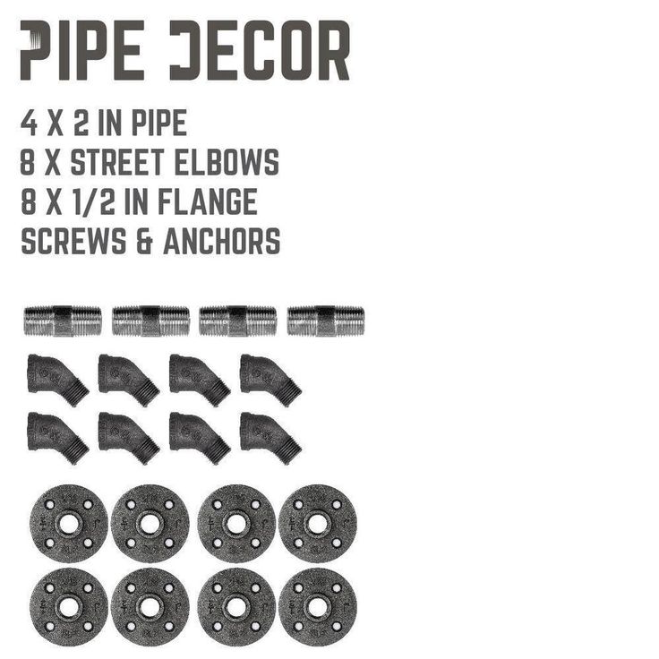 1/2 in. Black Pipe 3.75 in. W x 3.75 in. H Wall Mounted Double Flange Angled Shelf Bracket Kit (4-Pack)