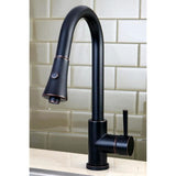 Kingston Brass Concord Oil-Rubbed Bronze 1-Handle Deck-Mount Pull-Down Handle Kitchen Faucet