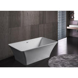 66.93 in. Acrylic Center Drain Rectangular Double Ended Flatbottom Freestanding Bathtub in White - Super Arbor