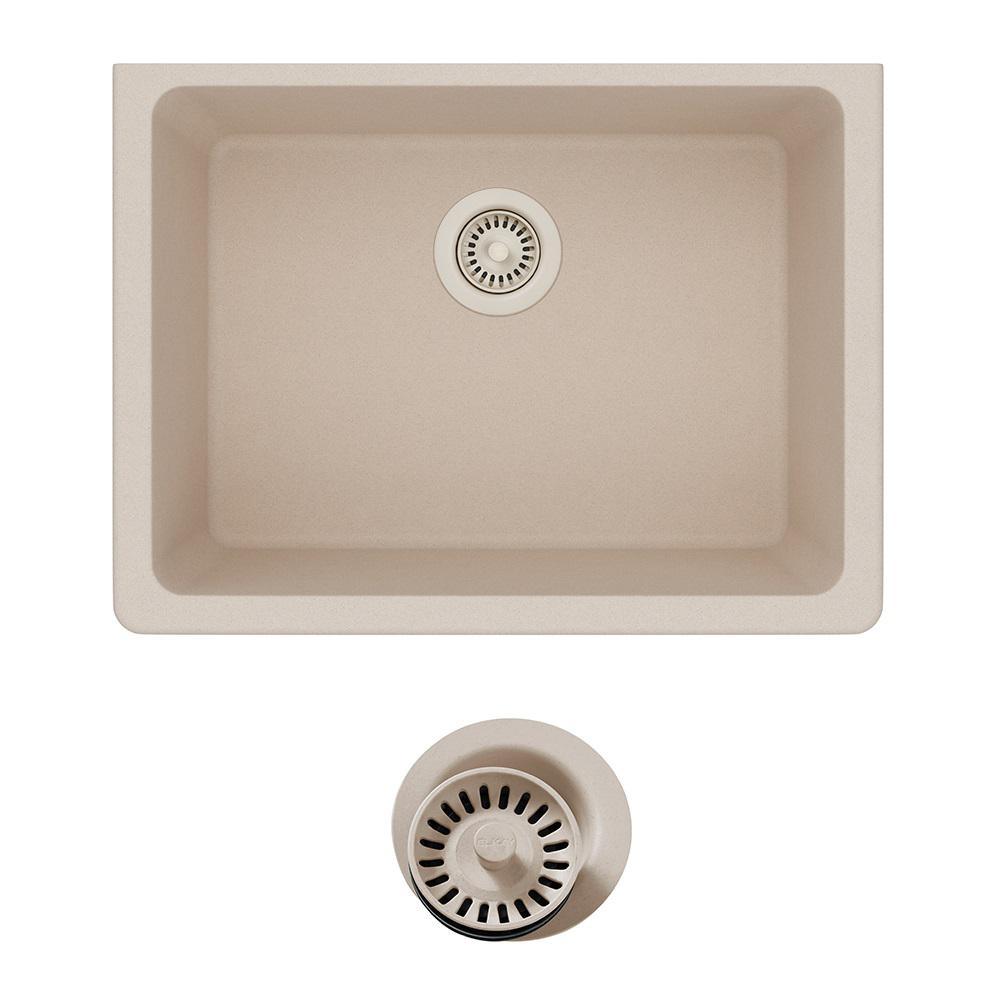 Quartz Classic Undermount Composite 33 in. Single Bowl Kitchen Sink in Black - Super Arbor