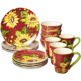 Sunset Sunflower 16-Piece Traditional Multi-color Ceramic Dinnerware Set (Service for 4)