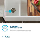 Explore Farmhouse Apron Front Fireclay 33 in. Double Bowl Kitchen Sink in White - Super Arbor