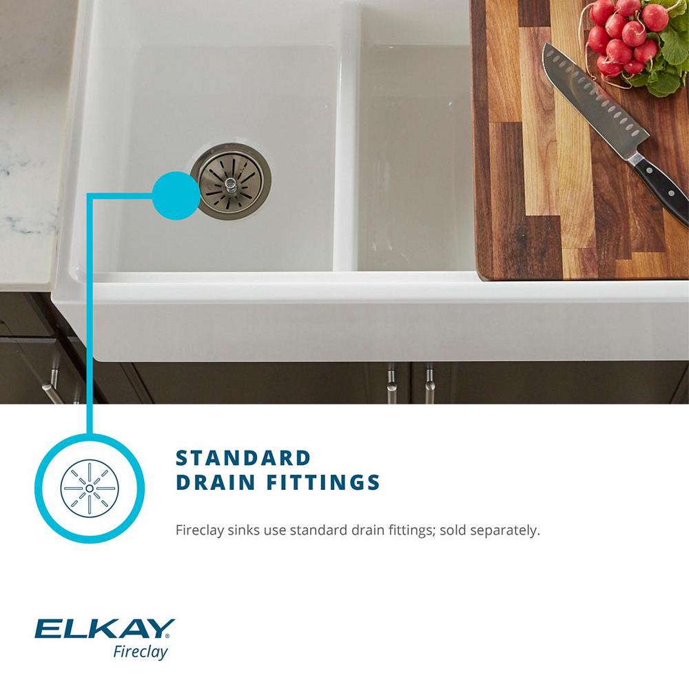 Farmhouse Apron Front Fireclay 33 in. Double Bowl Kitchen Sink in White with Aqua Divide