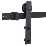 144 in. Matte Black Classic Straight Strap Sliding Barn Door Hardware (2-Set) - Super Arbor