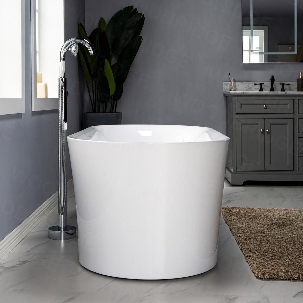 Diana 67 in. Acrylic Freestanding Double Ended Air Bath Bathtub with Drain and Overflow Included in White