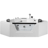 59 in. Acrylic Center Drain Corner Alcove Whirlpool Bathtub in White - Super Arbor