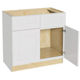 Home Decorators Collection Grayson 36 in. W x 24 in. D x 34.5 in. H Assembled Plywood Sink Base Kitchen Cabinet in Pacific White with Soft Close