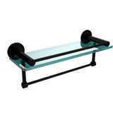 Fresno 16 in. L  x 5 in. H  x 5 in. W Clear Glass Bathroom Shelf with Vanity Rail and Towel Bar in Polished Chrome - Super Arbor